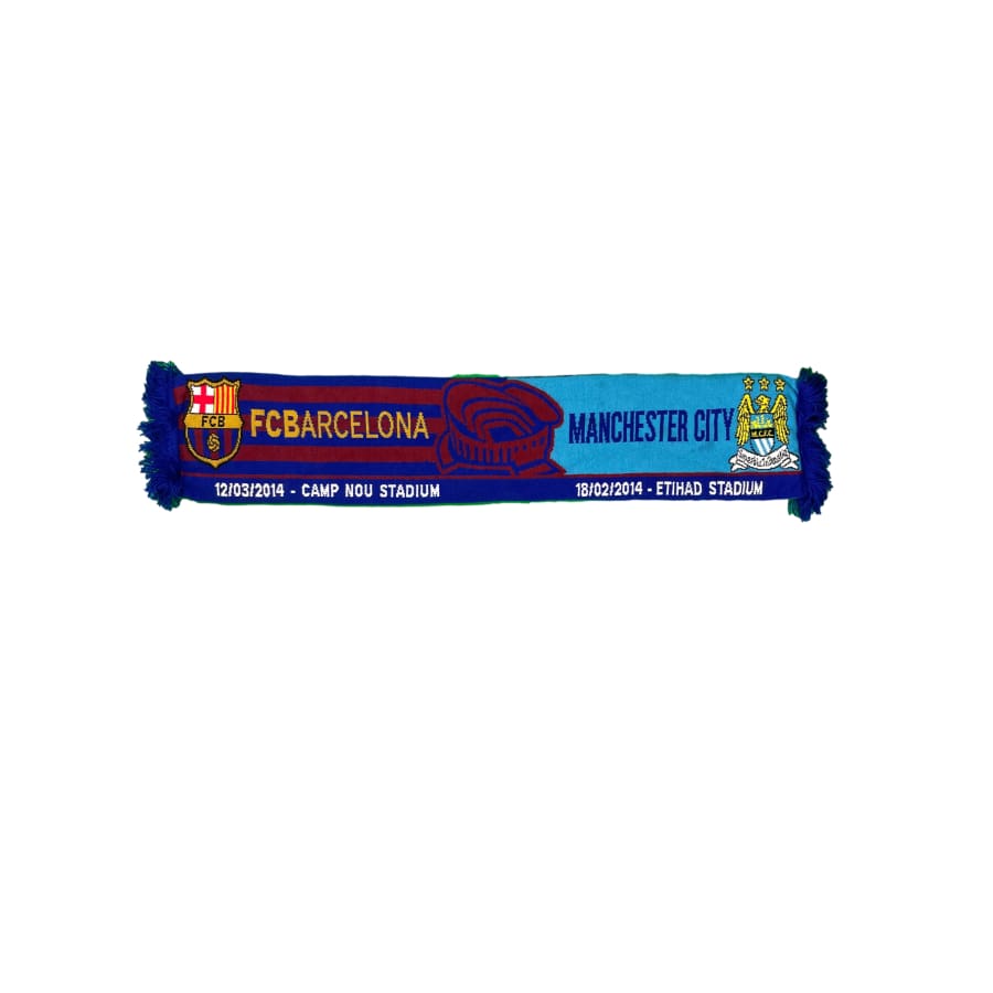 Echarpe de football vintage FC Barcelone - Manchester City saison 2013-2014 - Produit supporter - Barcelone