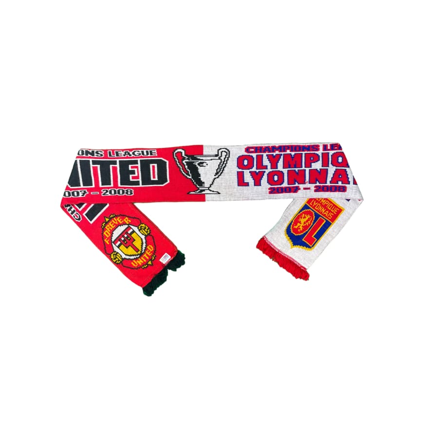 Echarpe de football vintage Manchester United - Olympique Lyonnais saison 2007-2008 - Produit supporter - Champions League