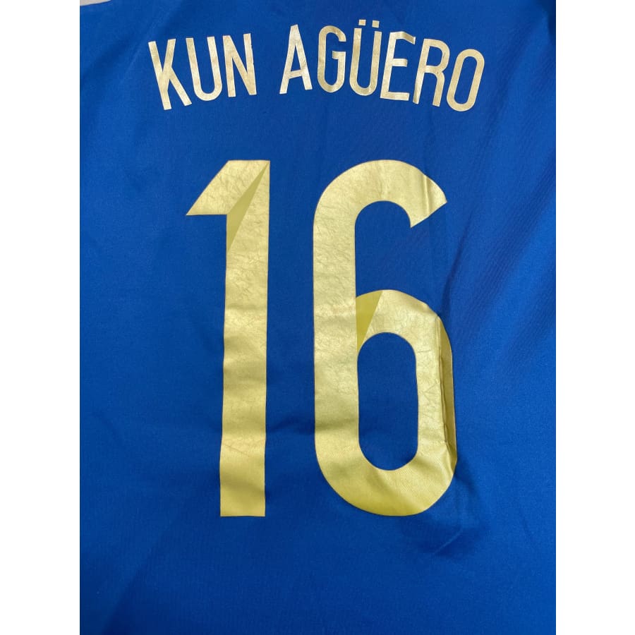 Maillot football vintage Argentine #16 Kun Aguero extérieur saison 2014-2015 - Adidas - Argentine