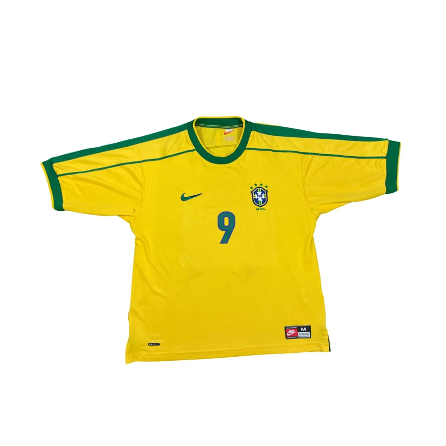 Maillot football vintage Brésil domicile #9 Ronaldo saison 1998-1999 - Nike - Brésil