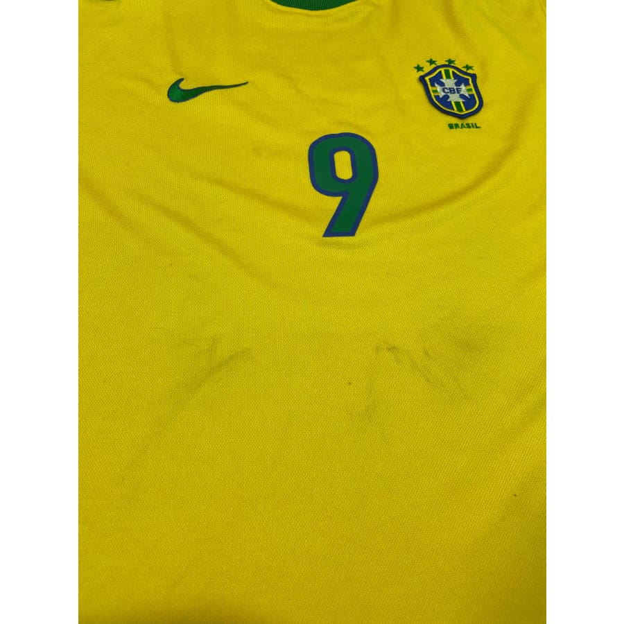 Maillot football vintage Brésil domicile #9 Ronaldo saison 1998-1999 - Nike - Brésil