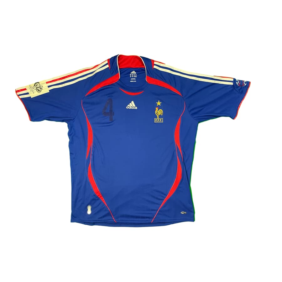 Maillot football vintage Equipe de France domicile #4 Vieira saison 2006-2007 - Adidas - Equipe de France