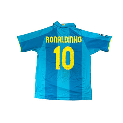 Maillot football vintage FC Barcelone #10 Ronaldinho extérieur saison 2007-2008 - Nike - Barcelone