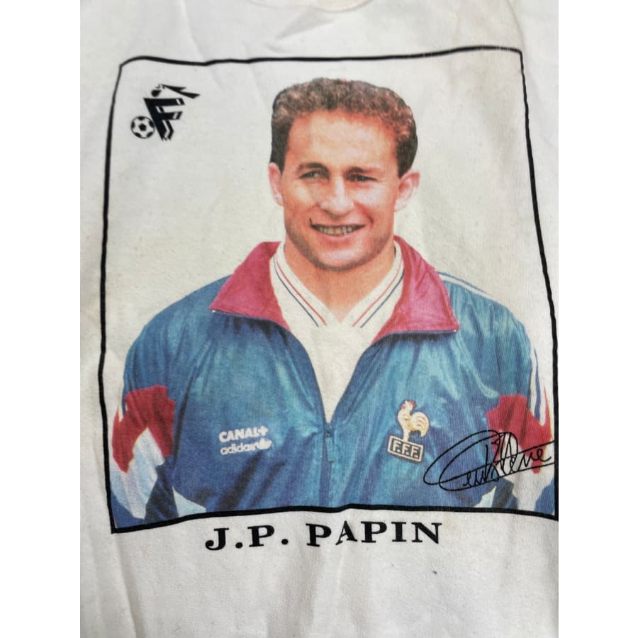 Sweat football vintage Jean Pierre Papin - Blues Equipe de France