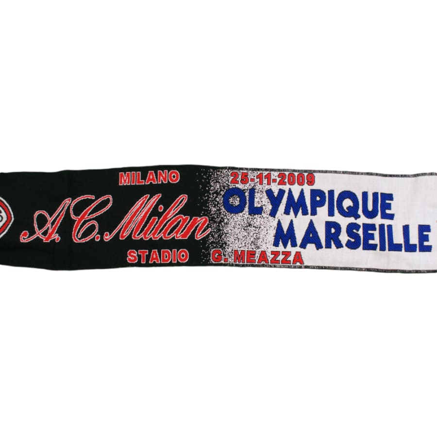 Echarpe de football vintage Milan AC - Olympique de Marseille Ligue des Champions 2009-2010 - Officiel - Milan AC