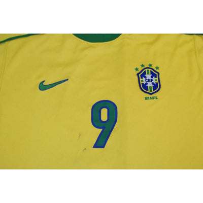 Maillot de football rétro domicile équipe du Brésil N°9 RONALDO 1998-1999 - Nike - Brésil