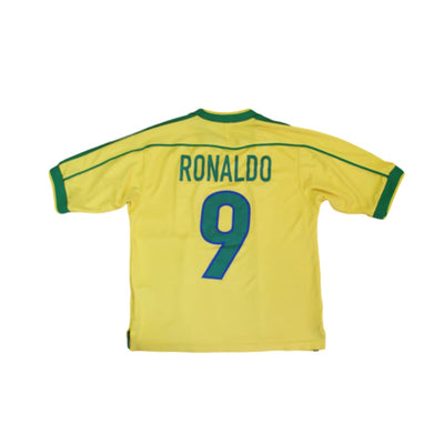 Maillot de football rétro domicile équipe du Brésil N°9 RONALDO 1998-1999 - Nike - Brésil