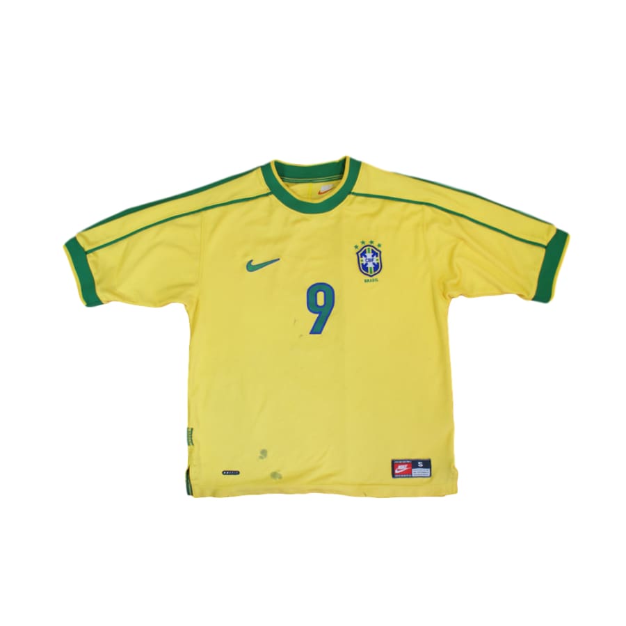 Maillot de football rétro domicile équipe du Brésil N°9 RONALDO 1998-1999 - Nike - Brésil