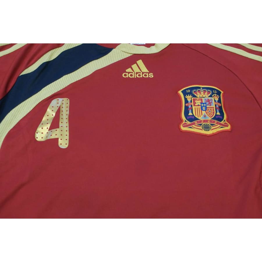 Maillot de football retro équipe dEspagne N°4 RAOUL 2009-2010 - Adidas - Espagne