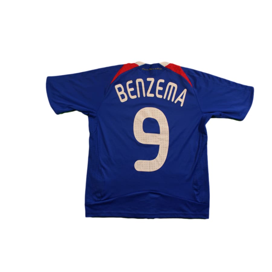 Maillot foot rétro équipe de France domicile enfant N°9 BENZEMA 2008-2009 - Adidas - Equipe de France