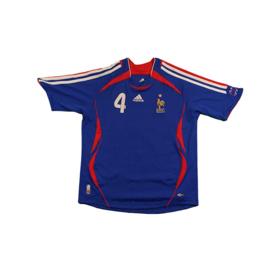 Maillot football rétro équipe de France domicile N°4 VIEIRA 2006-2007 - Adidas - Eq