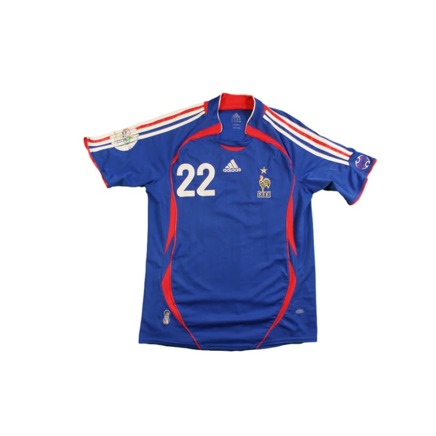 Maillot football vintage France domicile N°22 RIBERY 2006-2007 - Adidas - Equipe de France