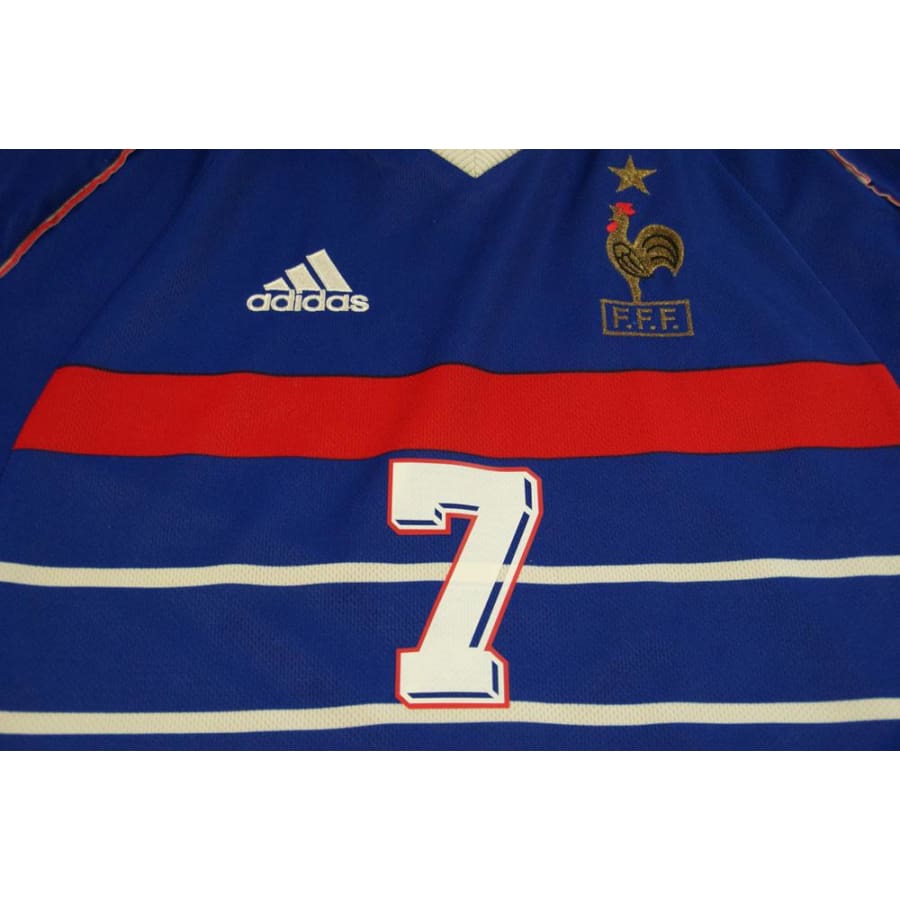 Maillot France rétro domicile N°7 DESCHAMPS 1998-1999 - Adidas - Equipe de France