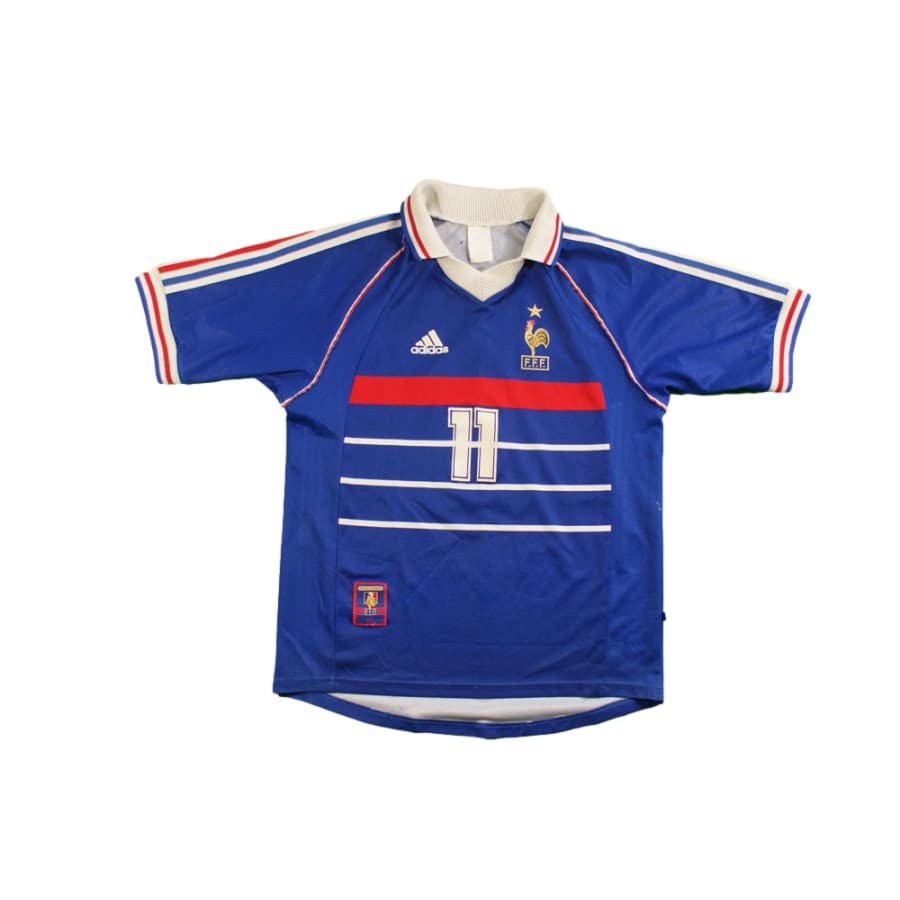 Maillot France vintage domicile N°11 PIRES 1998-1999 - Adidas - Equipe de France